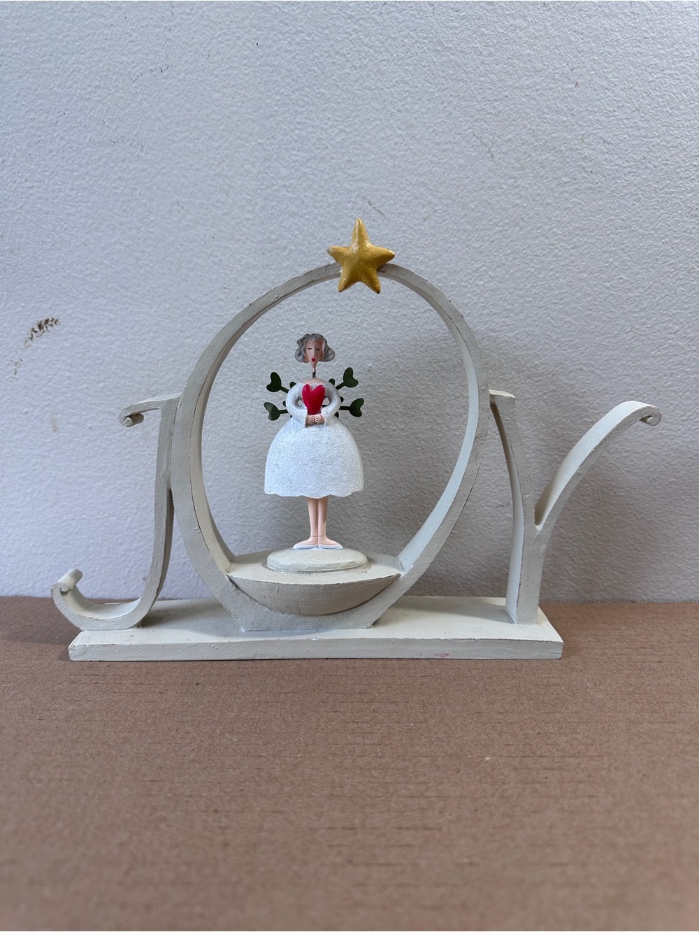 Sandra Magsamen Joy Angel Figurine Tabletop Sign Christmas Decor whimsical